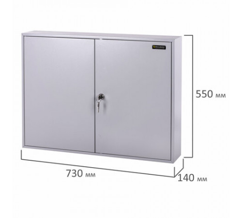 Шкафчик (Ключница) на 300 ключей BRAUBERG, 730х550х140 мм, с замком, +300 брелоков, серый, 290341