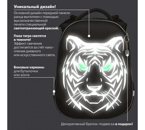 Ранец BRAUBERG SHINY, 2 отделения, с брелоком, 
