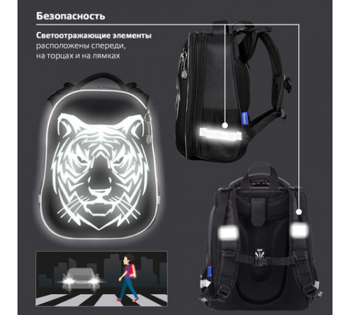 Ранец BRAUBERG SHINY, 2 отделения, с брелоком, 