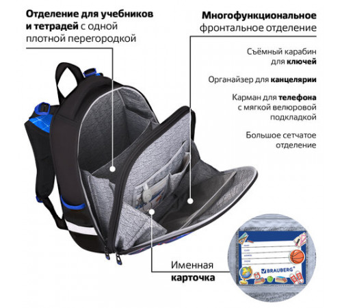 Ранец BRAUBERG PREMIUM, 2 отделения, с брелоком, 