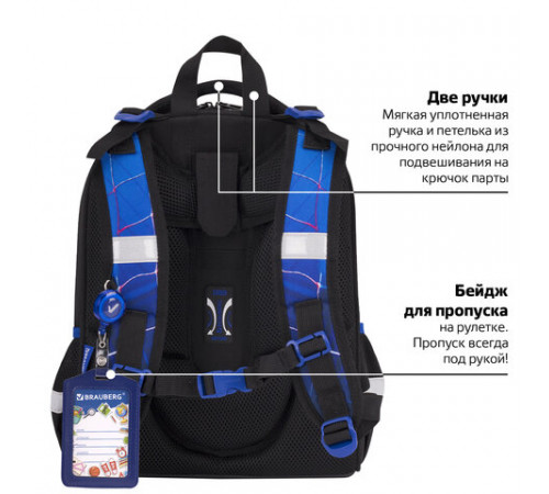 Ранец BRAUBERG PREMIUM, 2 отделения, с брелоком, 