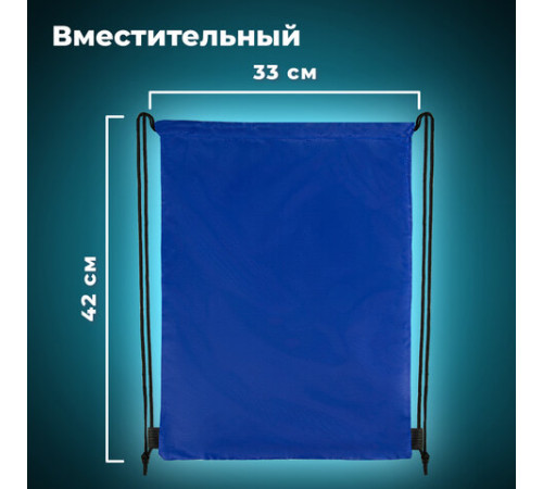 Мешок для обуви BRAUBERG ПРОЧНЫЙ, на шнурке, синий, 42x33 см, 227140