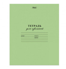 Тетрадь ЗЕЛЁНАЯ обложка 12 л., частая косая линия с полями, офсет, 