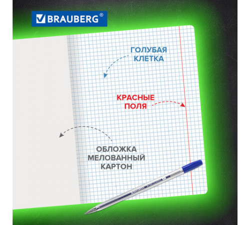 Тетради 18 л. КОМПЛЕКТ 10 шт. BRAUBERG КЛАССИКА, клетка, обложка картон, СИНЯЯ, 106658
