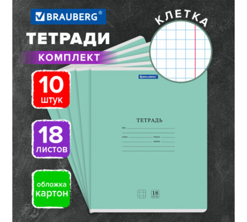 Тетради ДЭК 18 л., КОМПЛЕКТ 10 шт., BRAUBERG 