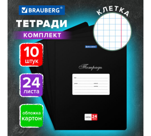 Тетради ДЭК 24 л., КОМПЛЕКТ 10 шт., BRAUBERG 
