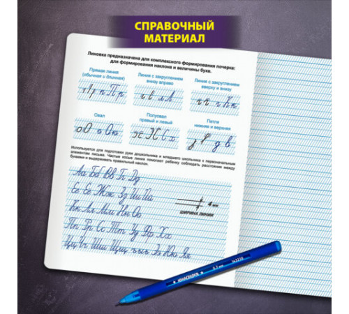 Тетради ДЭК 12 л. КОМПЛЕКТ 10 шт. ПРОПИСЬ № 1 частая косая линия С ДОПОЛНИТЕЛЬНОЙ ГОРИЗОНТАЛЬНОЙ, со справочным материалом, ЮНЛАНДИЯ, 404860