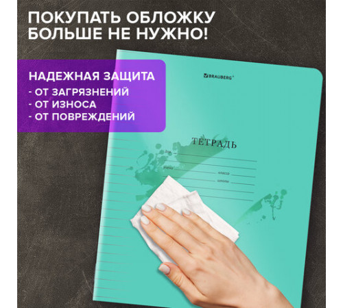 Тетрадь пластиковая обложка (прозрачная) 24 листа, линия, BRAUBERG 