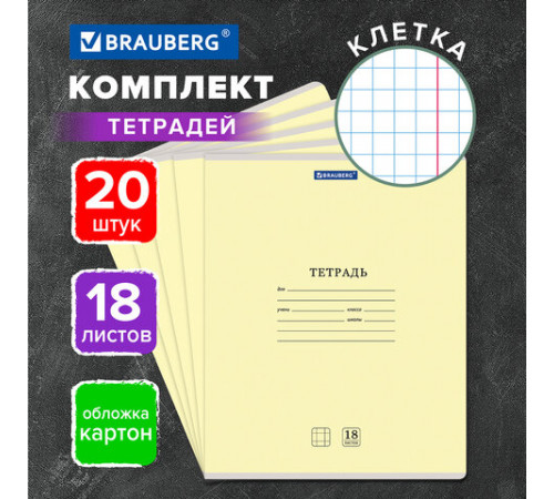 Тетради ДЭК 18 л. КОМПЛЕКТ 20 шт. BRAUBERG 