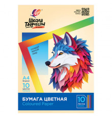 Цветная бумага А4 офсетная, 10 л., 10 цветов, в папке, ЛУЧ 