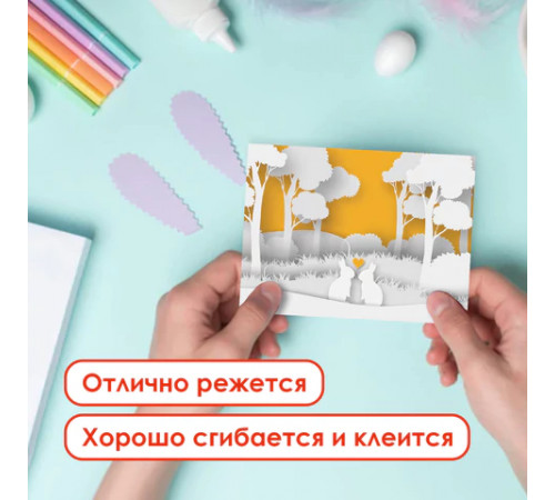 Картон белый А4 МЕЛОВАННЫЙ (белый оборот), 10 листов, в папке, ОСТРОВ СОКРОВИЩ, 200х290 мм, 111312