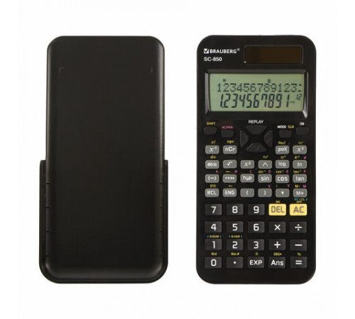 Калькулятор инженерный BRAUBERG SC-850 (163х82 мм), 240 функций, 10+2 разрядов, двойное питание, ЧЕРНЫЙ, 250525
