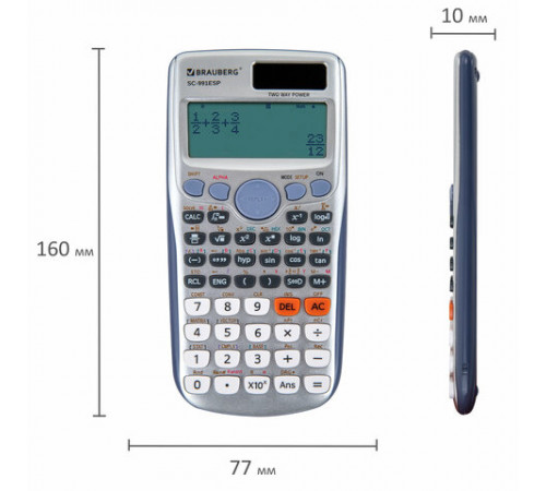 Калькулятор инженерный BRAUBERG SC-991ESP (165х84 мм), 417 функций, 10+2 разрядов, двойное питание, 271725