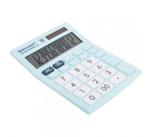 Калькулятор настольный BRAUBERG ULTRA PASTEL-12-LB (192x143 мм), 12 разрядов, двойное питание, ГОЛУБОЙ, 250502