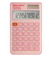 Калькулятор карманный BRAUBERG CX-102C-PK (76x126 мм), 12 разрядов, двойное питание, РОЗОВЫЙ, 272650