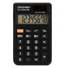 Калькулятор карманный CROMEX (КРОМЕКС) CX-210N-BK (96х62 мм), 8 разрядов, двойное питание, черный, 273834