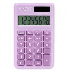 Калькулятор карманный CROMEX (КРОМЕКС) CX-210N-LV (96х62 мм), 8 разрядов, двойное питание, сиреневый, 273836