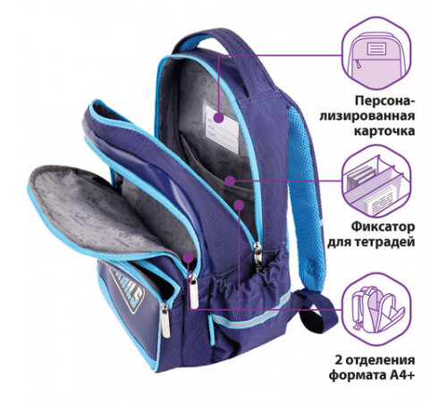Рюкзак ЮНЛАНДИЯ MILD, 2 отделения, эрго-спинка, 