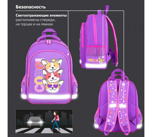 Рюкзак ПИФАГОР SCHOOL, 1 отделение, 3 кармана, 