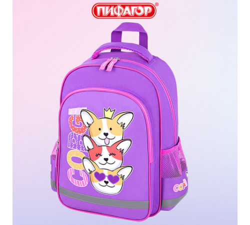 Рюкзак ПИФАГОР SCHOOL, 1 отделение, 3 кармана, 
