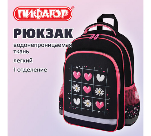 Рюкзак ПИФАГОР SCHOOL, 1 отделение, 3 кармана, 