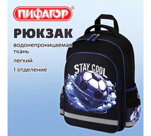 Рюкзак ПИФАГОР SCHOOL, 1 отделение, 3 кармана, 