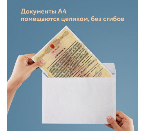 Конверты С4 (229х324 мм), клеевой слой, внутренняя запечатка, 90 г/м2, КОМПЛЕКТ 50 шт., BRAUBERG, 112176