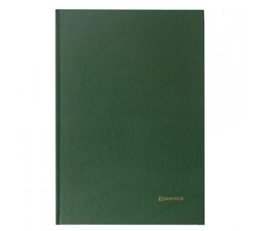 Книга учета 96 л., клетка, твердая, бумвинил, блок офсет, А4 200х290 мм, BRAUBERG, зеленая, 130222