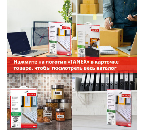 Этикетка самоклеящаяся 38,1х21,2 мм, 65 этикеток, белая, 70 г/м2, 100 листов, TANEX, сырье Финляндия, 114549, TW-2165