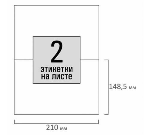 Этикетка самоклеящаяся 210х148,5 мм, 2 этикетки, белая, 80 г/м2, 100 листов, STAFF BASIC, 115669