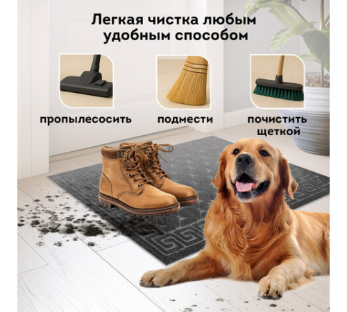 Коврик придверный 40х60 см, СЕРЫЙ, грязезащитный, 430 г/м2, фактурный рисунок ЧЕШУЙКИ, ЛЮБАША, 701058