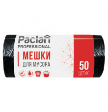 Мешки для мусора 60 л, черные, в рулоне 50 шт., ПНД, 6,2 мкм, 60х80 см, PACLAN 