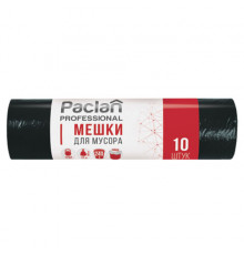 Мешки для мусора 240 л, черные, в рулоне 10 шт., ПВД, 30 мкм, 112х140 см, PACLAN 