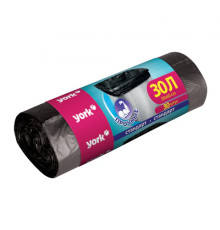 Мешки для мусора 30 л, черные, в рулоне 30 шт., ПНД, 6 мкм, YORK, 902130