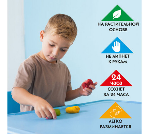 Пластилин на растительной основе (тесто для лепки) ПИФАГОР, 7 цветов, 210 г, пластиковый стакан, 104544