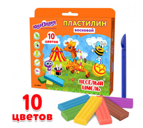 Пластилин восковой ЮНЛАНДИЯ 