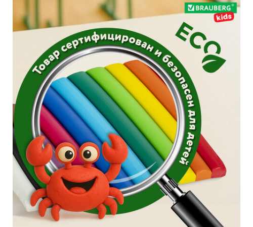 Пластилин классический BRAUBERG KIDS, 24 цвета, 500 г, ВЫСШЕЕ КАЧЕСТВО, 105874