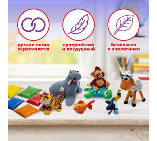Пластилин супер легкий воздушный застывающий 36 цветов, 360 г, 3 стека, ЮНЛАНДИЯ, 105907