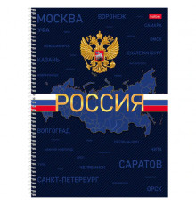 Тетрадь А4, 160 л., HATBER, спираль, клетка, обложка твердая, глянцевая ламинация, 