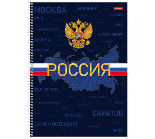 Тетрадь А4, 160 л., HATBER, спираль, клетка, обложка твердая, глянцевая ламинация, 