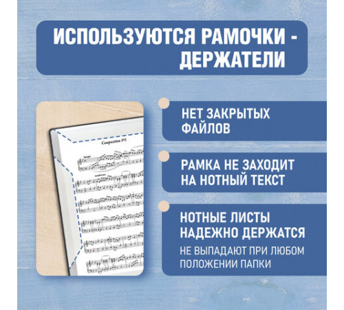 Папка-тетрадь для нот А4, 20 вкладышей на 40 страниц, на гребне, пластик, ЧЕРНАЯ, BRAUBERG, 404643