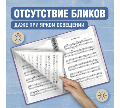 Папка-тетрадь для нот А4, 20 вкладышей на 40 страниц, на гребне, пластик, ФИОЛЕТОВАЯ, BRAUBERG, 404645