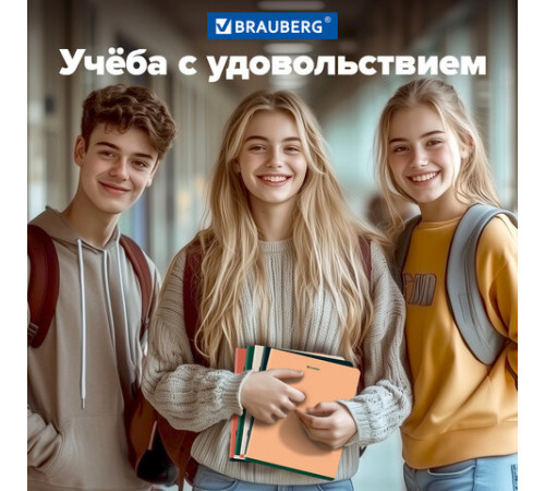 Тетради ДЭК А5 48 л. КОМПЛЕКТ 5 шт. BRAUBERG скоба, клетка, SoftTouch, 