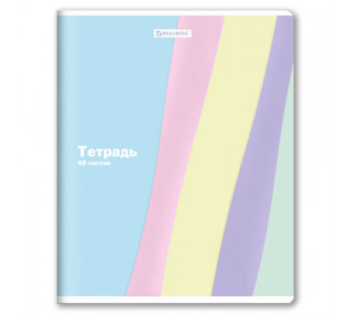 Тетрадь А5 48 л. BRAUBERG скоба, клетка, выборочный лак, 