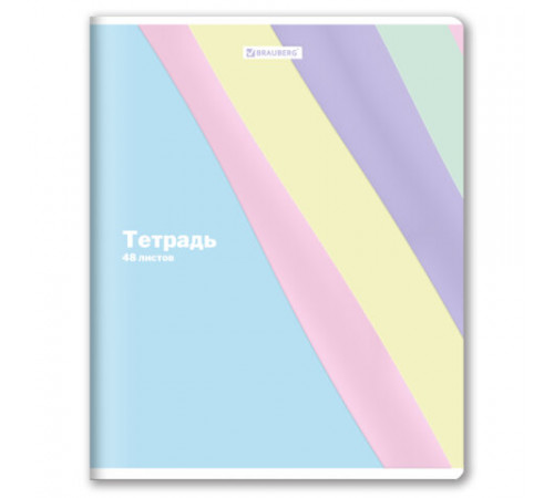 Тетрадь А5 48 л. BRAUBERG скоба, клетка, выборочный лак, 