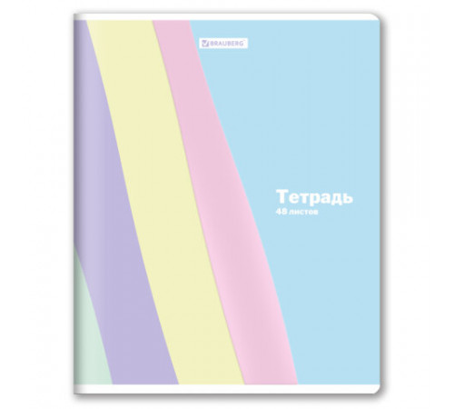Тетрадь А5 48 л. BRAUBERG скоба, клетка, выборочный лак, 