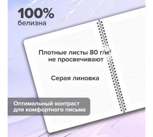 Тетради ДЭК А5 48 л. КОМПЛЕКТ 4 шт., BRAUBERG, гребень, клетка, 80 г/м2, Soft-Touch, 
