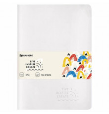 Тетрадь 60 л. в линию обложка кожзам SoftTouch, сшивка, B5 (179х250мм), БЕЛЫЙ, BRAUBERG RAINBOW, 403887