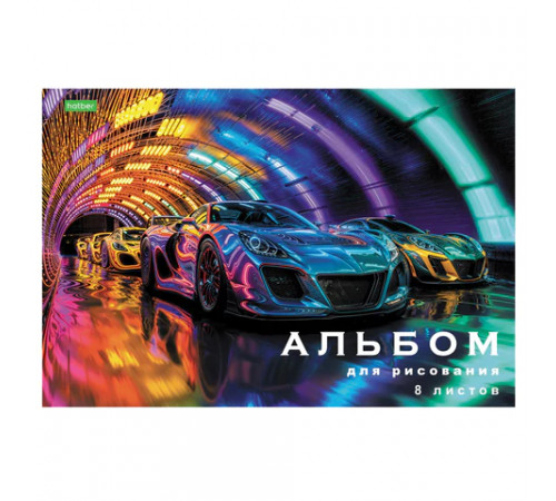 Альбом для рисования А4 8 л., скоба, обложка офсет, HATBER ECO, 205х290 мм, Ассорти (5 видов), 081950, 8А4C