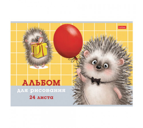 Альбом для рисования А4 24 л., скоба, обложка картон, тиснение, HATBER, 205х290 мм, 